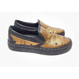 MCM Women's Slip On Sneakers Gold Black Size 37 EU